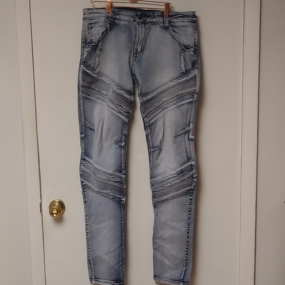 Black Premium Skinny Jeans ,acid wash, distressed Size 34 X 34